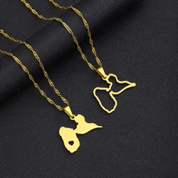 Française Guadeloupe Island Map Pendant Necklace Stainless Steel Men Women French Maps Jewelry Gift