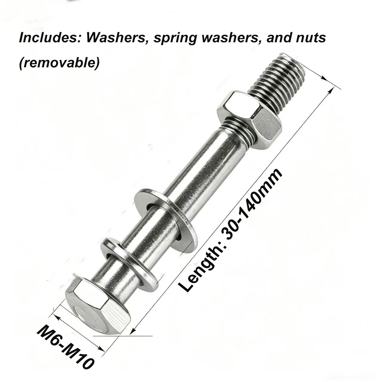 304 Stainless Steel Hex Bolt and Nut Set | Half-Thread Nut Complete Kit | Metric M6 M8 M10 Standard Hardware