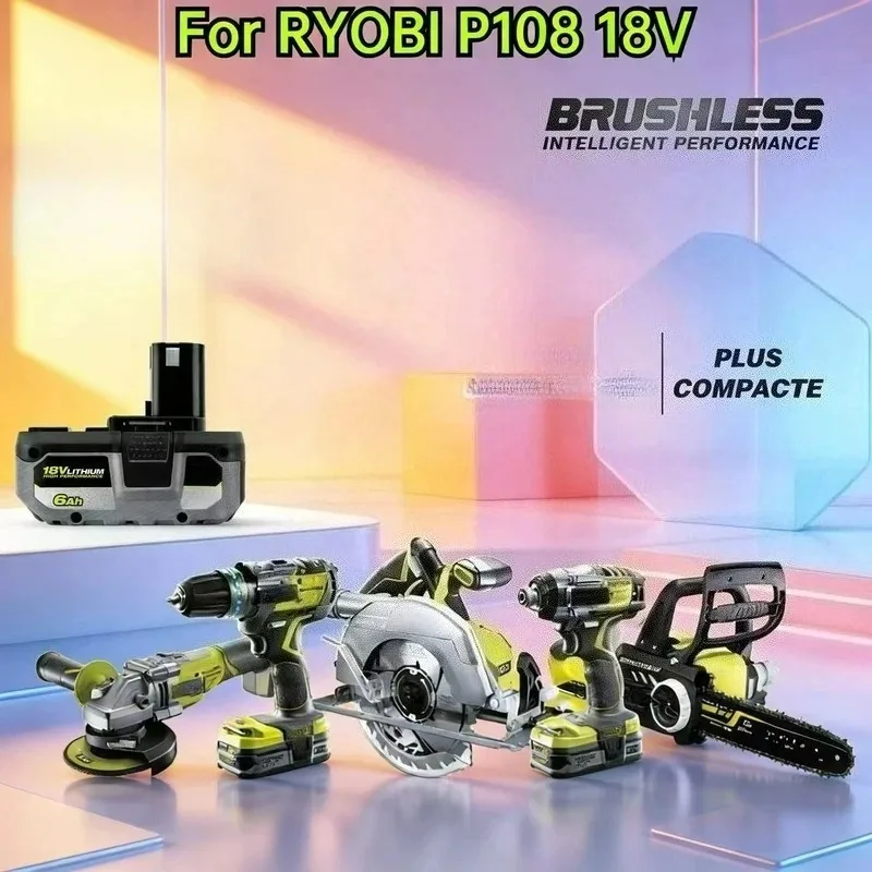 

100% original RYOBI 18V ONE+ 6.0Ah Lithium Battery High Capacity Compatible for All RYOBI 18V ONE+ Power Tools