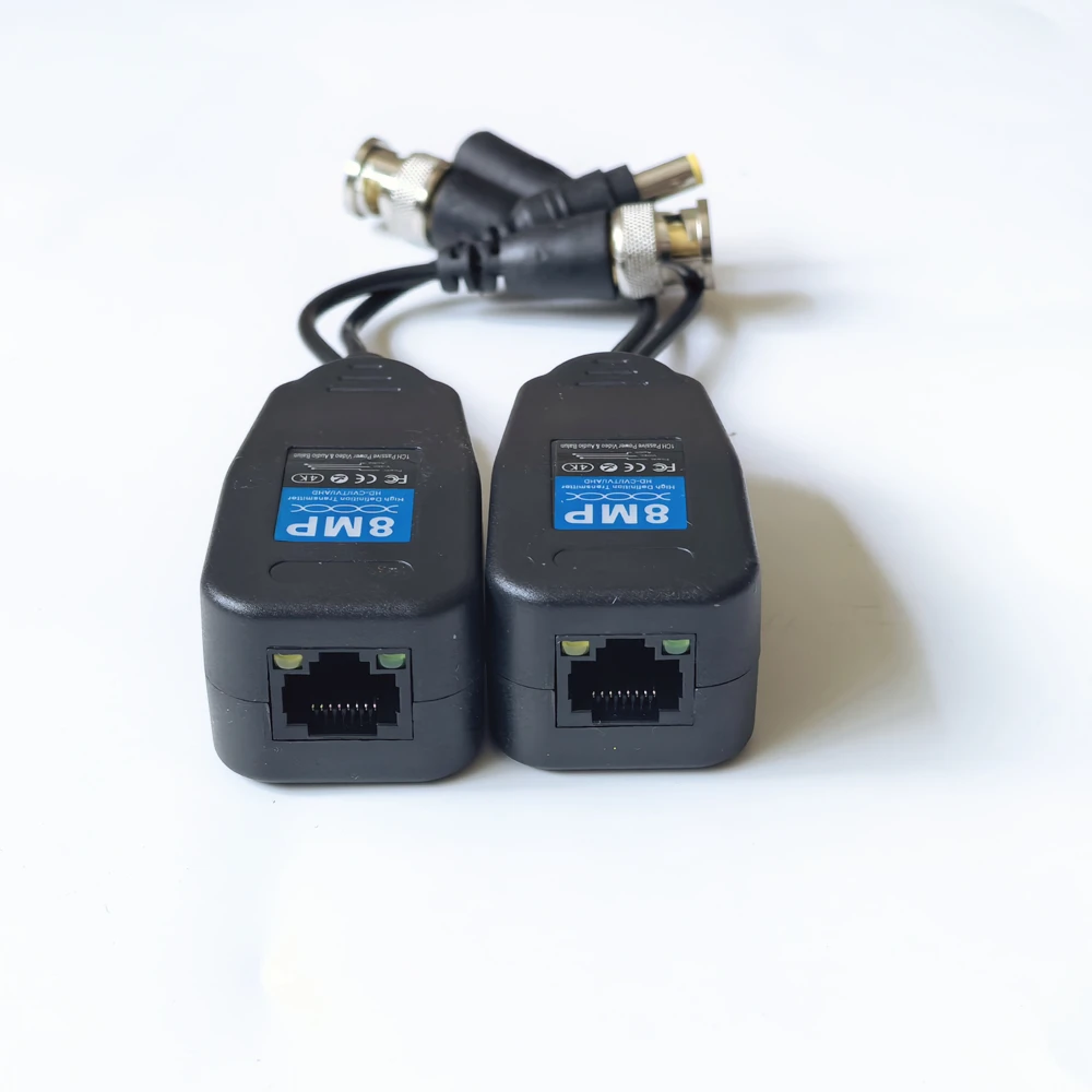 4K 1CH Passive Balun RJ45 CCTV Video Transceiver Coax BNC Supply Power to RJ45 Connector For 2MP 5MP 8MP AHD/TVI/CVI Cameras