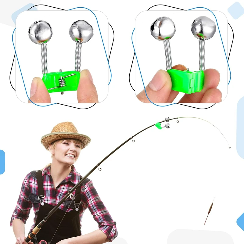 50-5PCS Double Bells Fishing Indicator Bait Alarm Loud Sound Alert Bell Clips Night Fishing Rod Bell Tackle Outdoor Fishing Bell