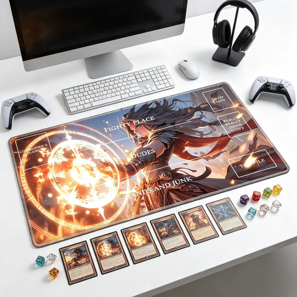 Magic  Warrior Zoned Play Mat Durable Office Deskpad Parties Gathering Card Game Mat Non-slip Keyboard PC Game MousePad Cardmat