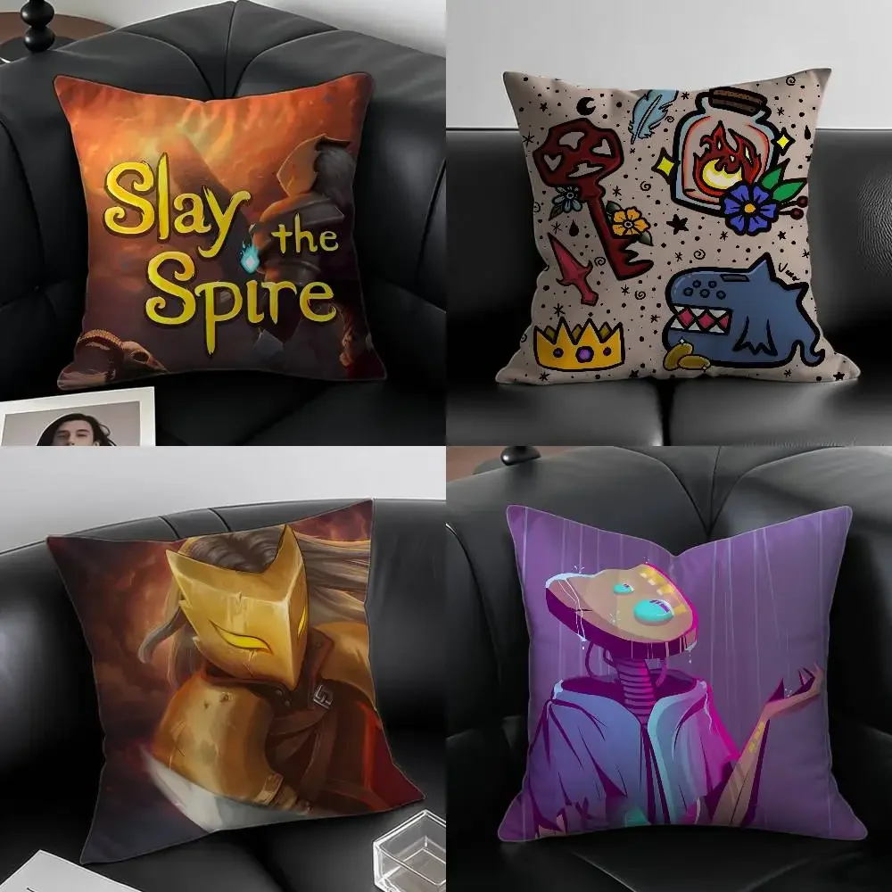 Deckbuilding Kartenspiel Slay the Spire-S Kissenbezug Anti-Dustmite-Kissenbezug Unsichtbarer Reißverschluss seidiges kurzes Plüsch-Sofakissen