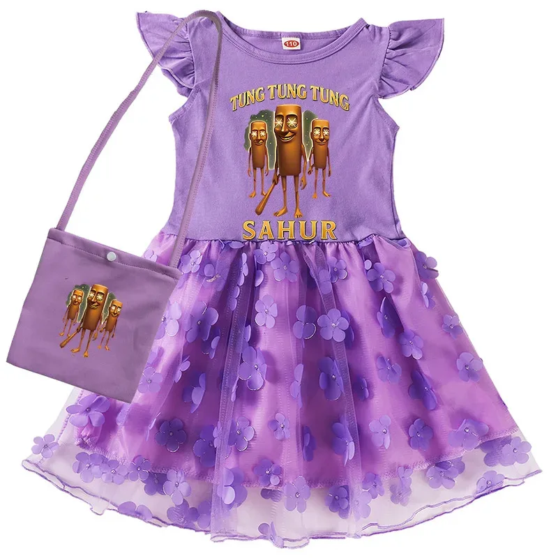 Tingtungsahur ملابس الأطفال الكرتون طفل الفتيات فستان الأميرة الصيف الأطفال فستان حفلة عيد ميلاد عيد الميلاد عيد الهالوين زي #2