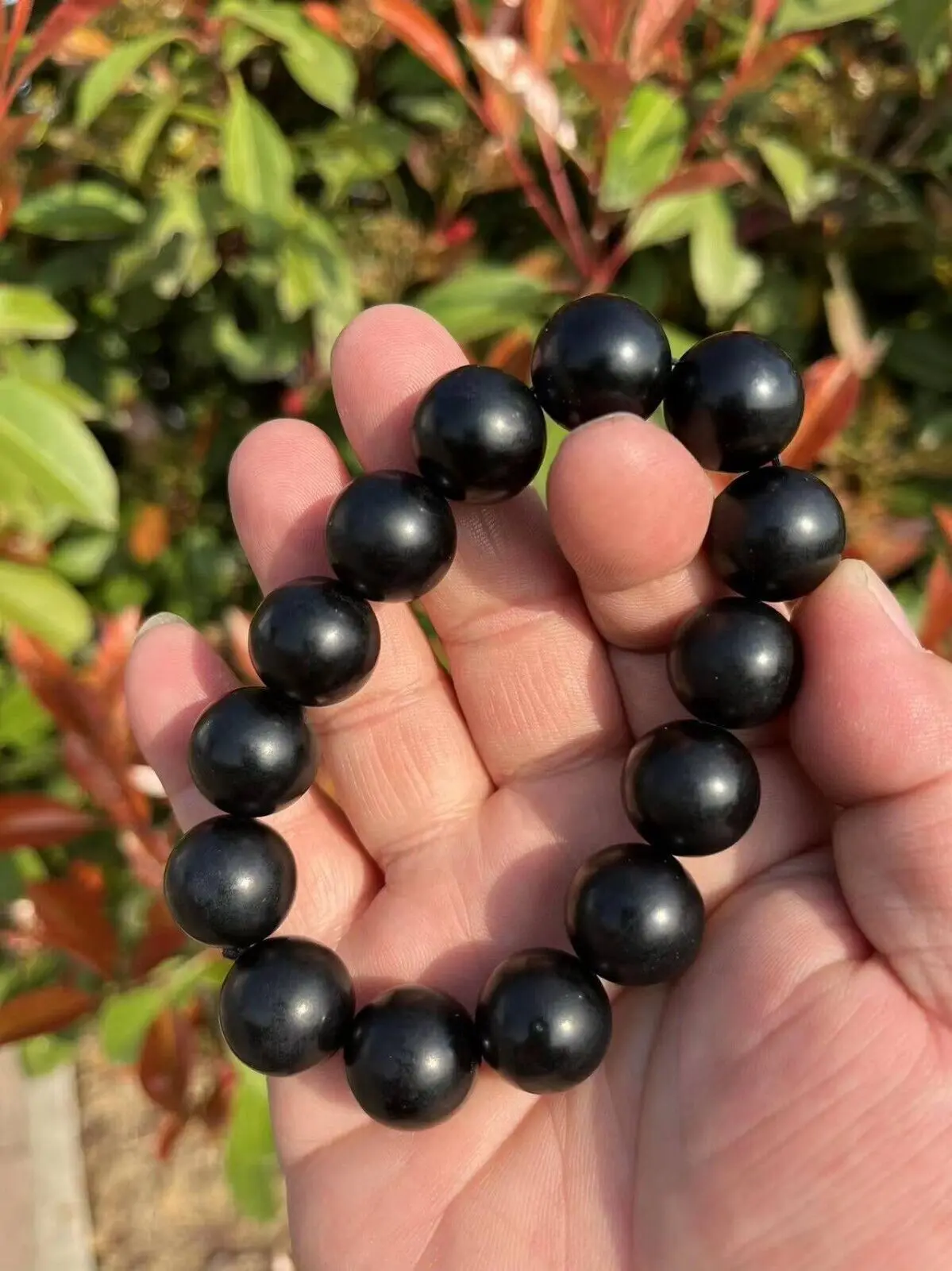 CERTIFIED 87.5g EXQUISITE CHINESE 100% NATURAL NEPHRITE BLACK JADE BRACELET