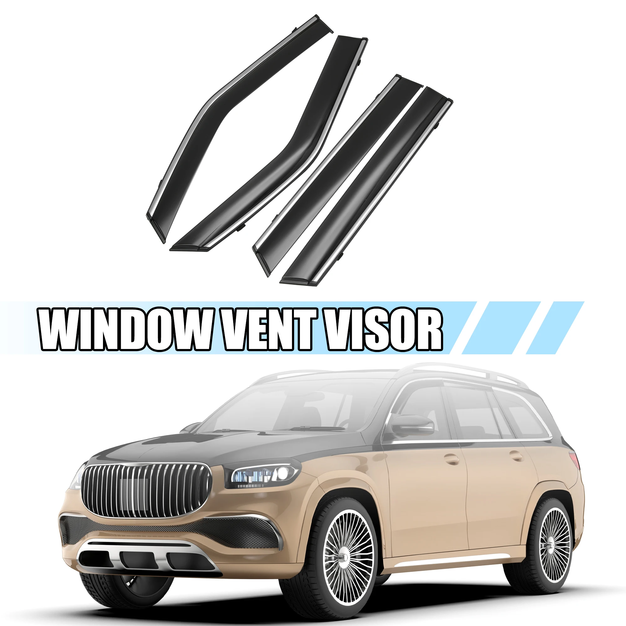 

X Autohaux 4 Pcs Side Window Vent Visor Sun Rain Deflector Guard for Chevy Blazer 2019 2020 2021 2022 Polycarbonate Black