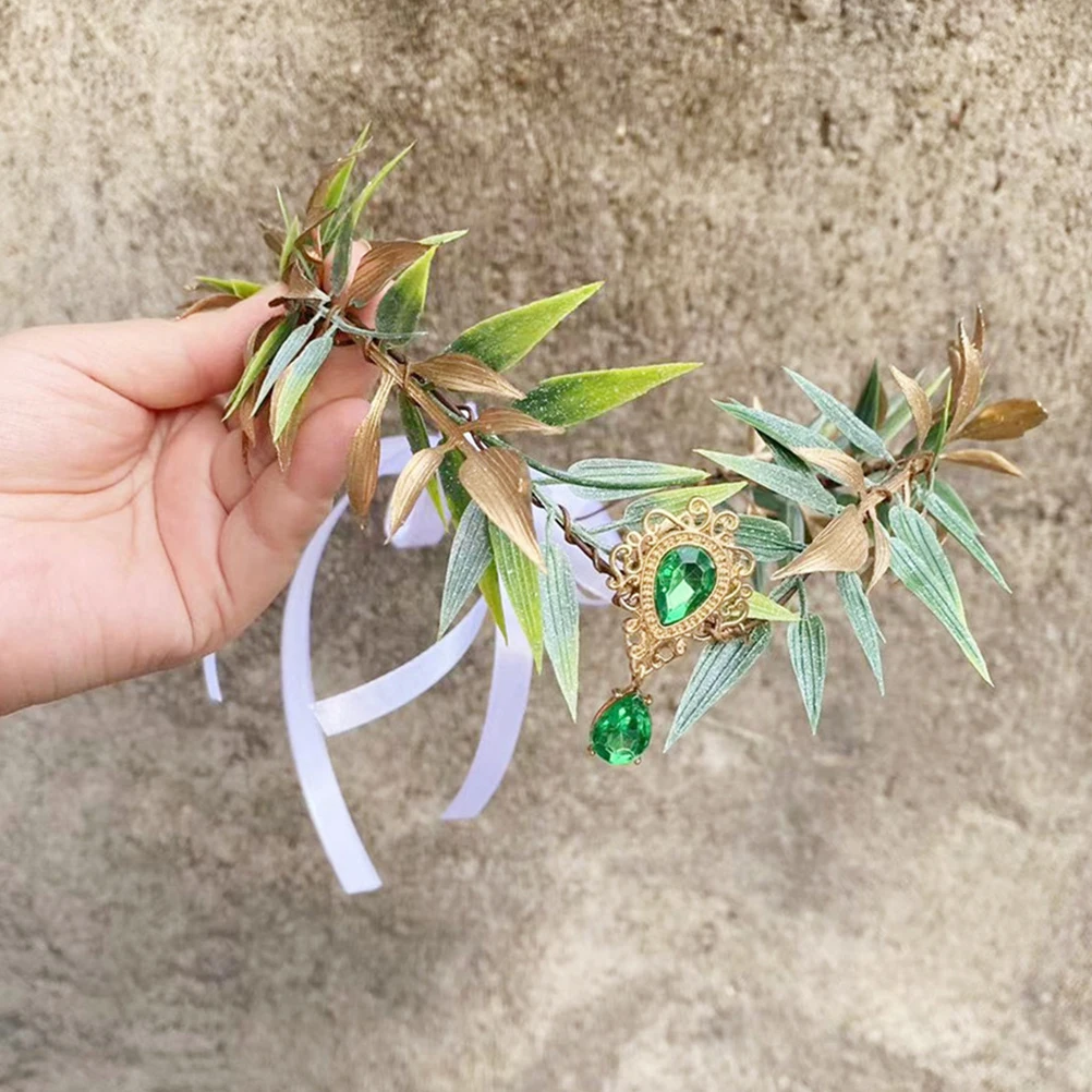

Simulation Leaf Crown Bridal Headband Plastic Fairy Hair Accessory Wedding Party Decorative Headdress Simulation Leaf Crown