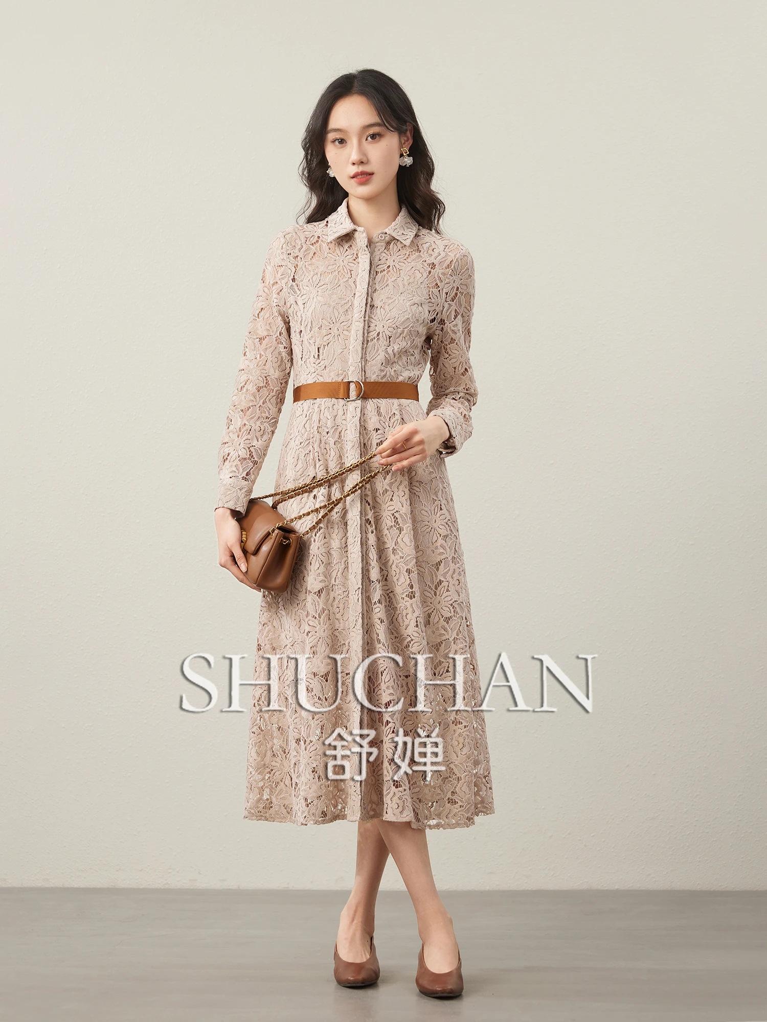 New 2025 Beautiful Hollow Strand Lace, Two-piece Dress with Belt.spring Summer Vestidos Elegantes Para Mujer  Women Dress