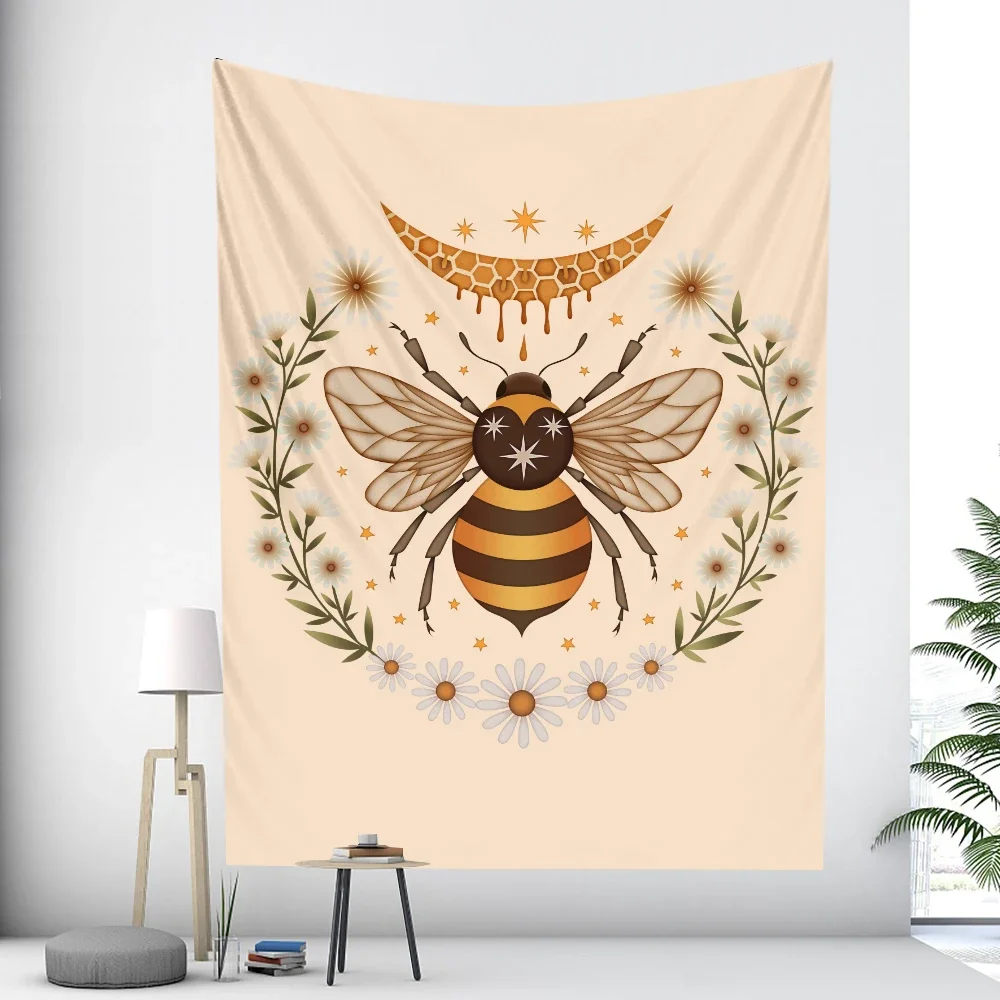 Butterfly bee psychedelic scene home decoration art tapestry hippie bohemian decoration living room bedroom wall tapestry