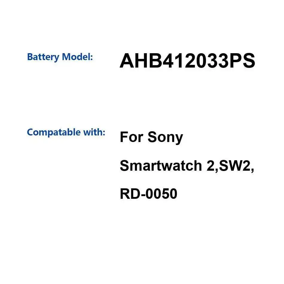 بطارية ساعة 125 مللي أمبير AHB412033PS لساعة Sony الذكية 2، SW2، RD-0050 Premium بديلة آمنة #1