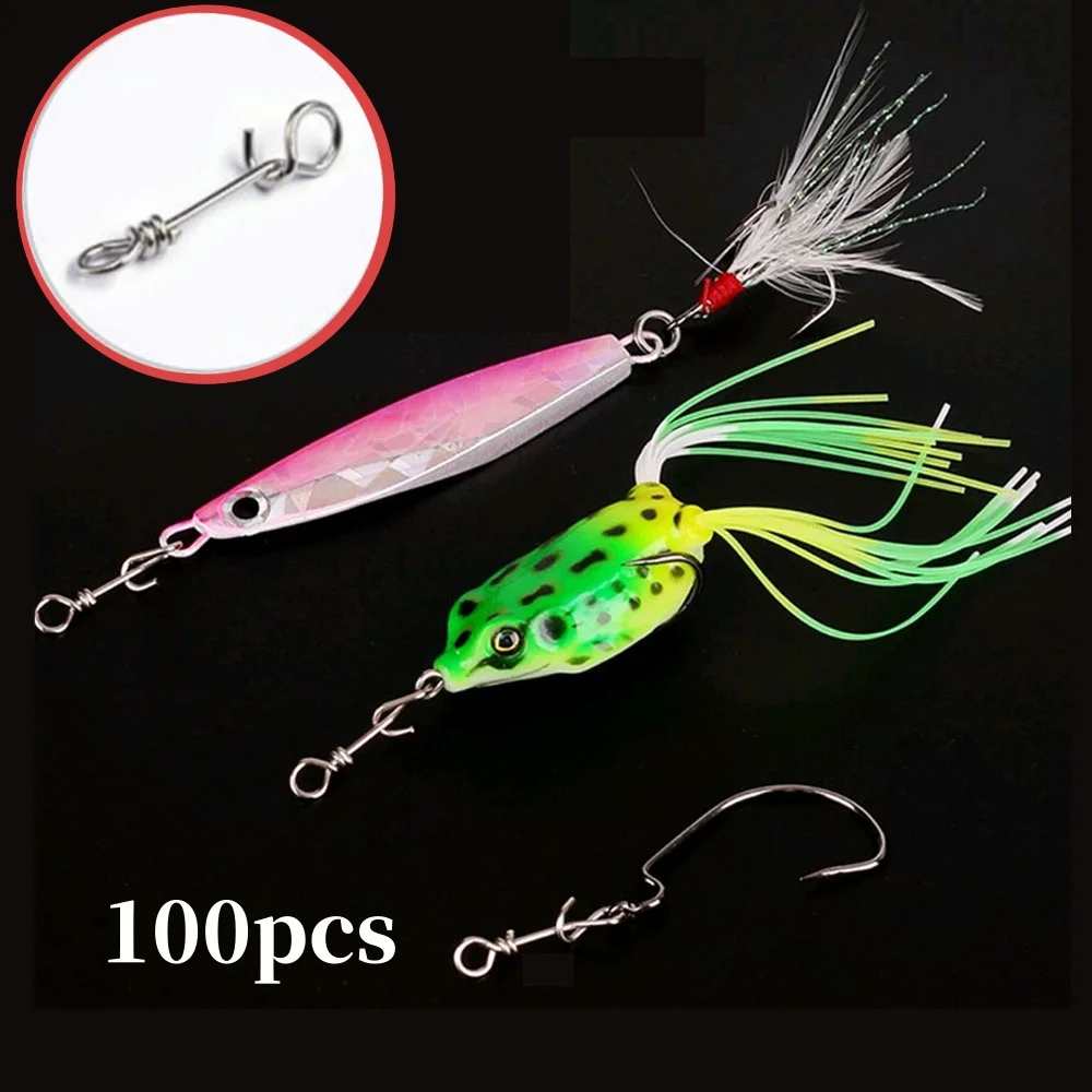 

100pcs Fishing Snap Fishing Lures Clips Link Snap Connector Drop Rigs Quick Change Saltwater Fishing Clips Tackle Stainless