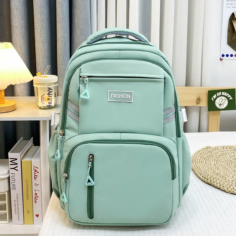 Girls Lightweight Large Capacity Student Korean Schoolbag Children Versatile Casual Backpack Solid Color Multilayer Backpack