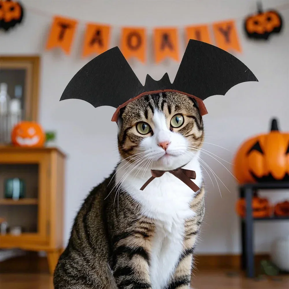 Bat Wings Dress Up Hair Band Halloween Pet Cats Dogs Non Woven Headband Ghost Festival Funny Costume Accessory Halloween Gear