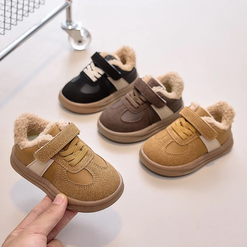 2026 Winter New Fashion Trend Casual Sports Shoes for Childrens Anti Slip Warm Boys' Shallow Mouth Versatile Snow Sneakers
