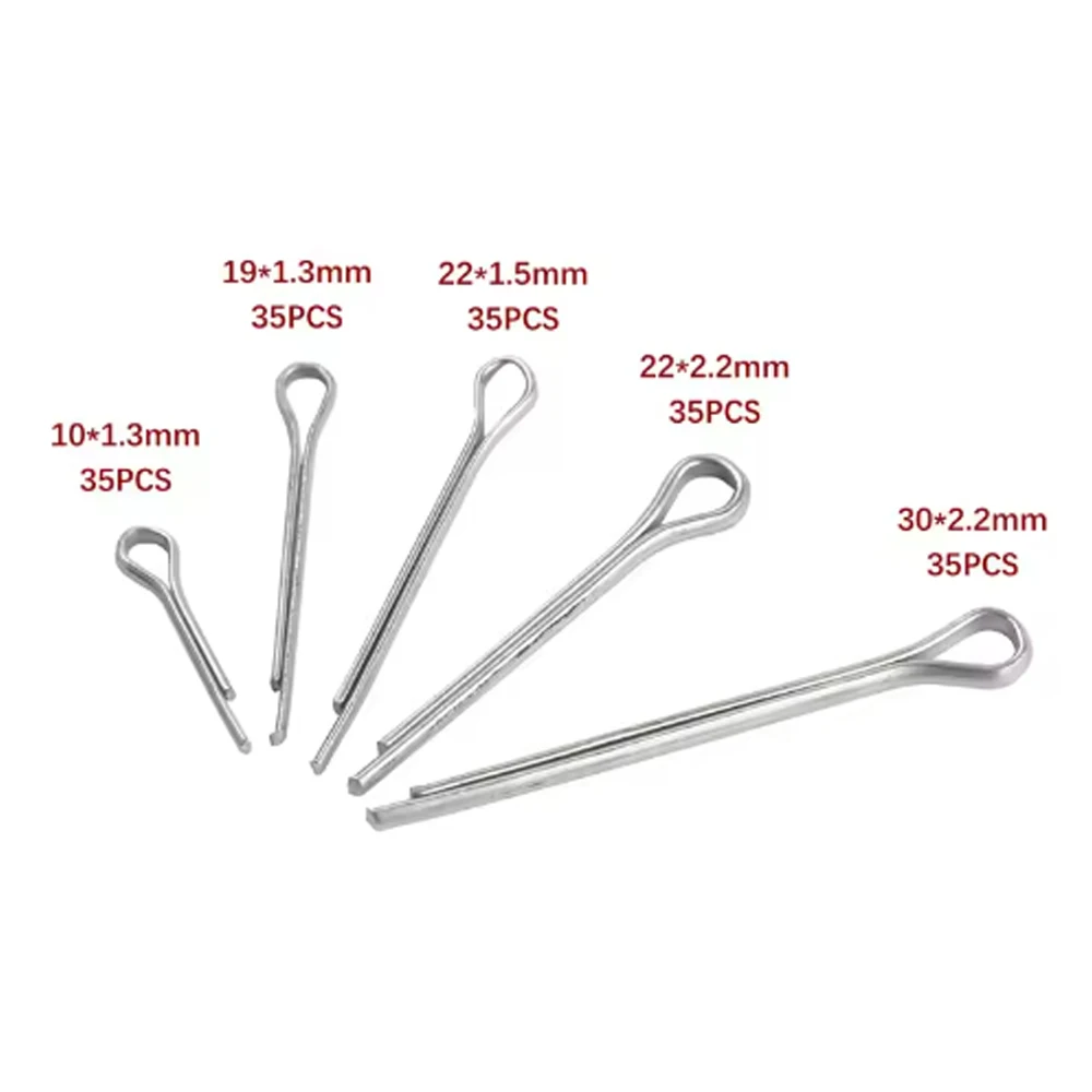 175Pcs Sliver Split Pins Cotter Fixings Assorted Sizes Zinc Plated Steel Hard Case Link Split Cotter Pin high quality