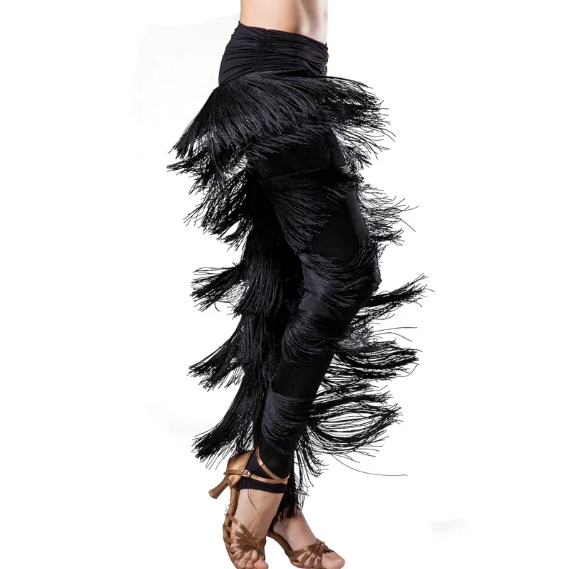 Женская юбка для современного танца для взрослых, брюки с бахромой, брюки для латинских танцев, новые брюки с бахромой, танцевальное платье, латинское платье, бальное платье для латинских танцев