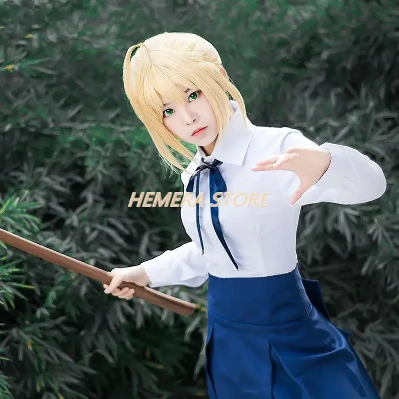 Fate Stay Night Saber Cosplay Wigs Costumes Sailor Uniforms Women Dress Halloween Carnival Party Clothing Set Halloween Cos