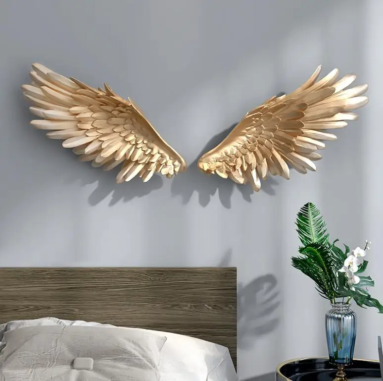 Nordic Resin Feather Wings 3D Wall Murals Home room Background Accessories Decoration Lobby Hotel Hall Sticker Crafts