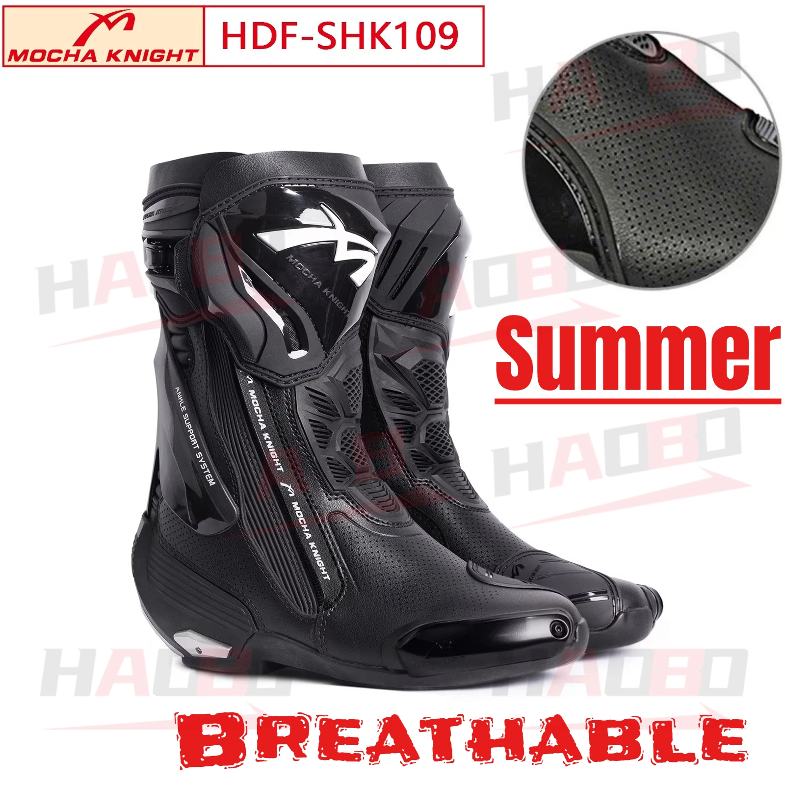 

MOCHA SH109 Motorcycle Racing Boot Perforated Summer Breathable Professional Motocross BOTAS Knight Riding Boots CE Certified