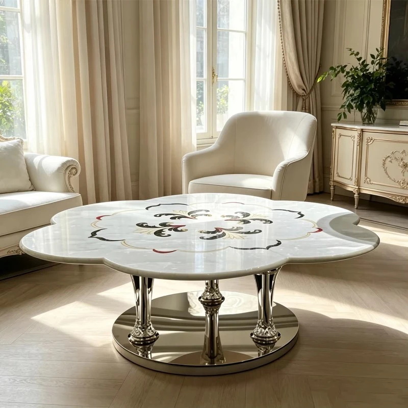 Metal marble countertop side table living room coffee table coffee table