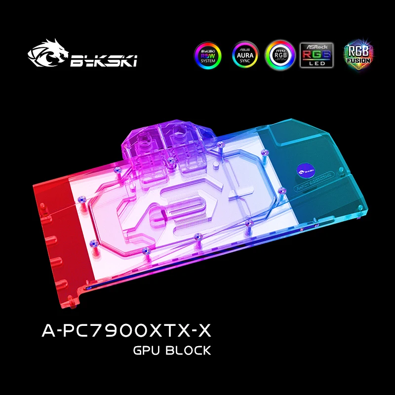 Bykski A-PC7900XTX-X GPU-Wasserblock für POWERCOLOR AMD RADEON RX 7900XT Grafikkarte Flüssigkeitskühlsystem Kupferkühler