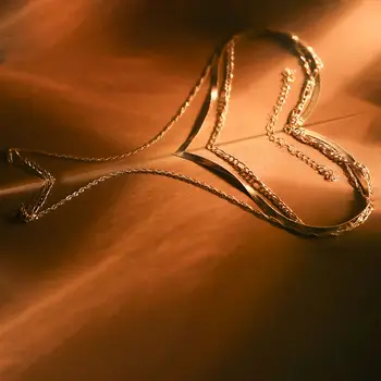 14k pozlacený řetízkový vrstvený náhrdelník s oddělenou sadou pro ženy, zlatý kovový vodotěsný obojek, náhrdelník, šperky, dárek 12 nejlepší prodej přemapovat zlato - №1