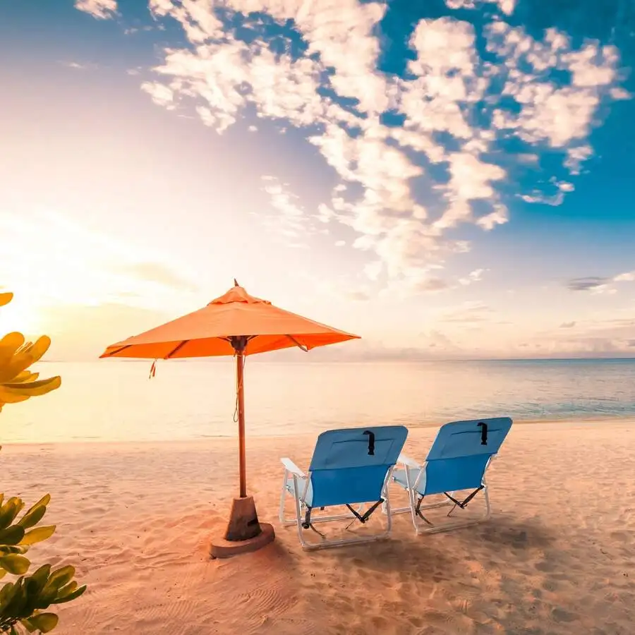 Oxford Cloth Iron Outdoor Beach Chair Blue