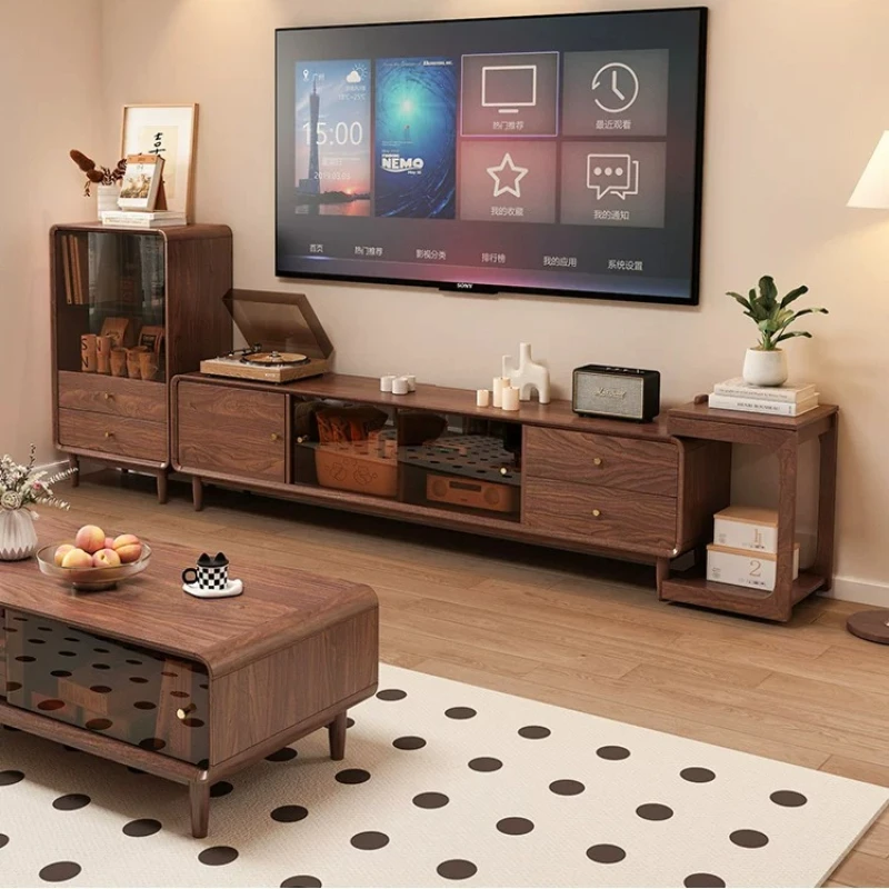 Solid Wood Monitor Stand Vintage Shelving Sideboards Crystal Tv Cabinets Telescopic Dresser Muebles Para Tv Room Furniture