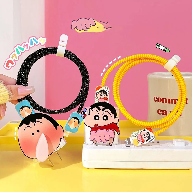 

Cute Crayon Shin-Chan Anime Iphone Charger Case Cartoon Creative Data Cable Protective Case for Iphone 20W Charger Girl Toy Gift