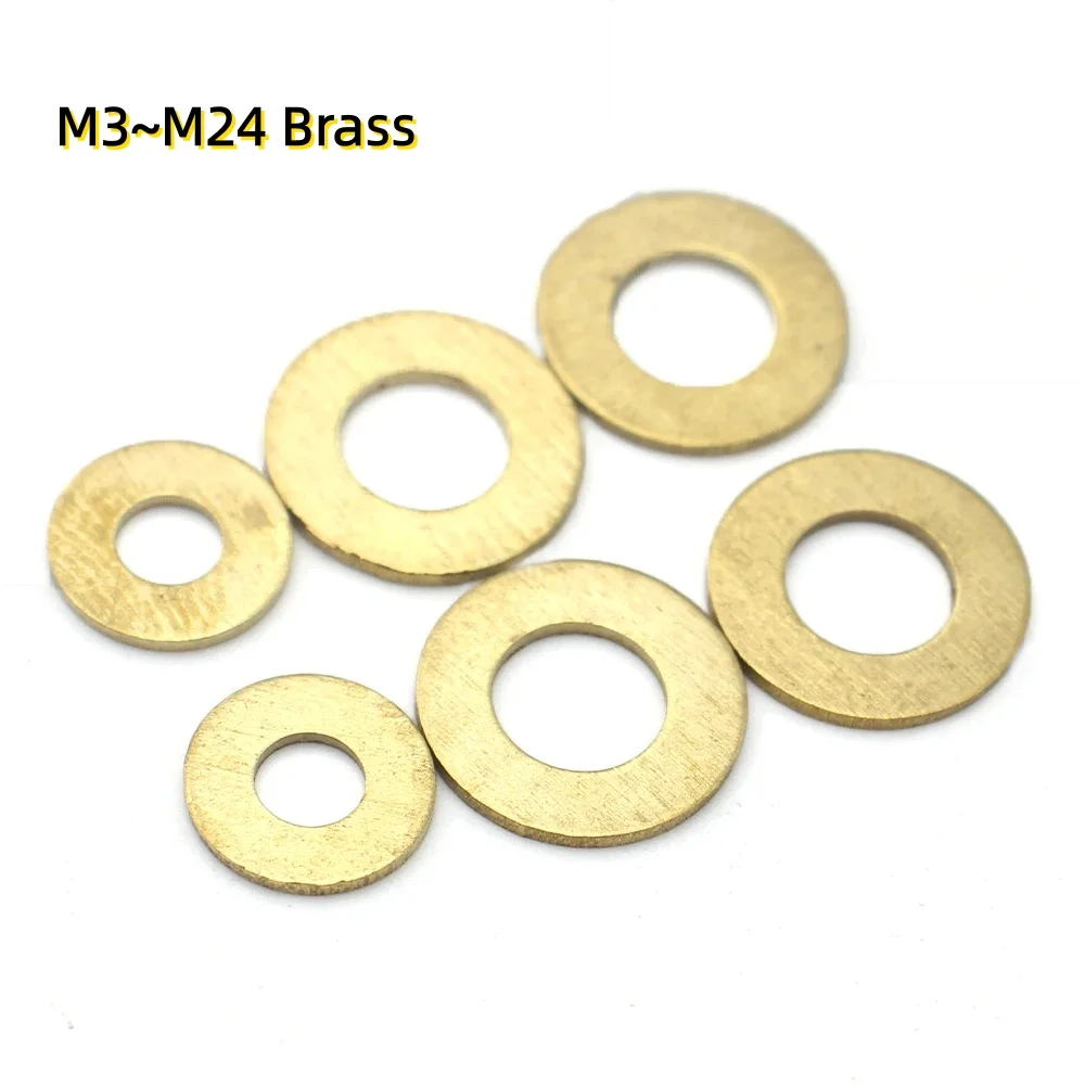 Solid Brass Flat Washer M3~M24 Copper Metal Gasket Shim Meson Pad Spacer for Hardware And Tools