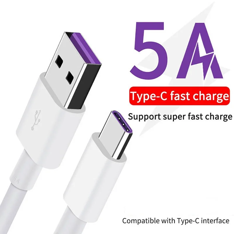 For Huawei 5A Type C Cable P30 P20 Pro lite Mate 30 20 10 Pro P10 Plus lite USB 3.1 Type-C Supercharge Super Charger Cable