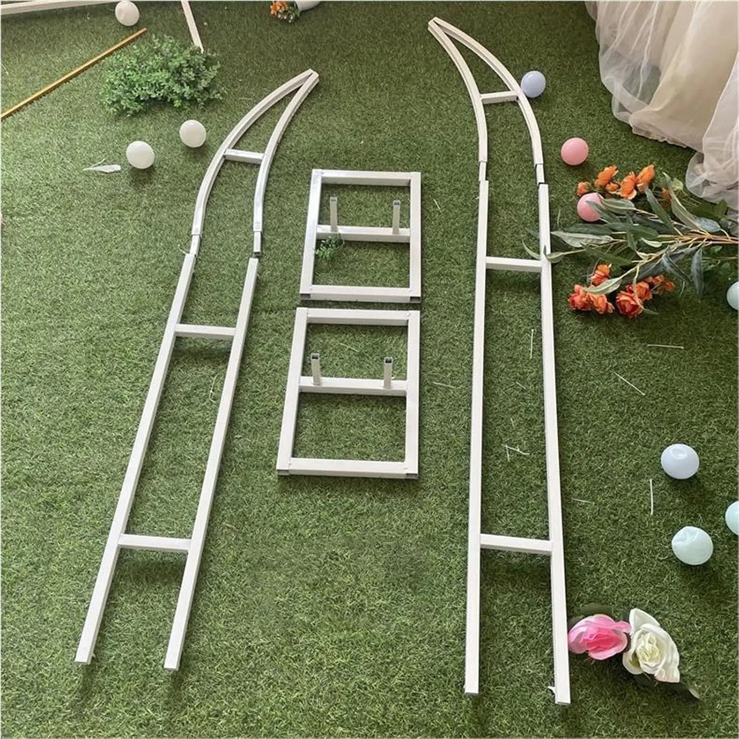 Stand Metal Moon Shape Garden Arch,Half Moon Shape Wedding Arch Backdrop Stand,Set Of 2 Wedding Arches For Ceremony,