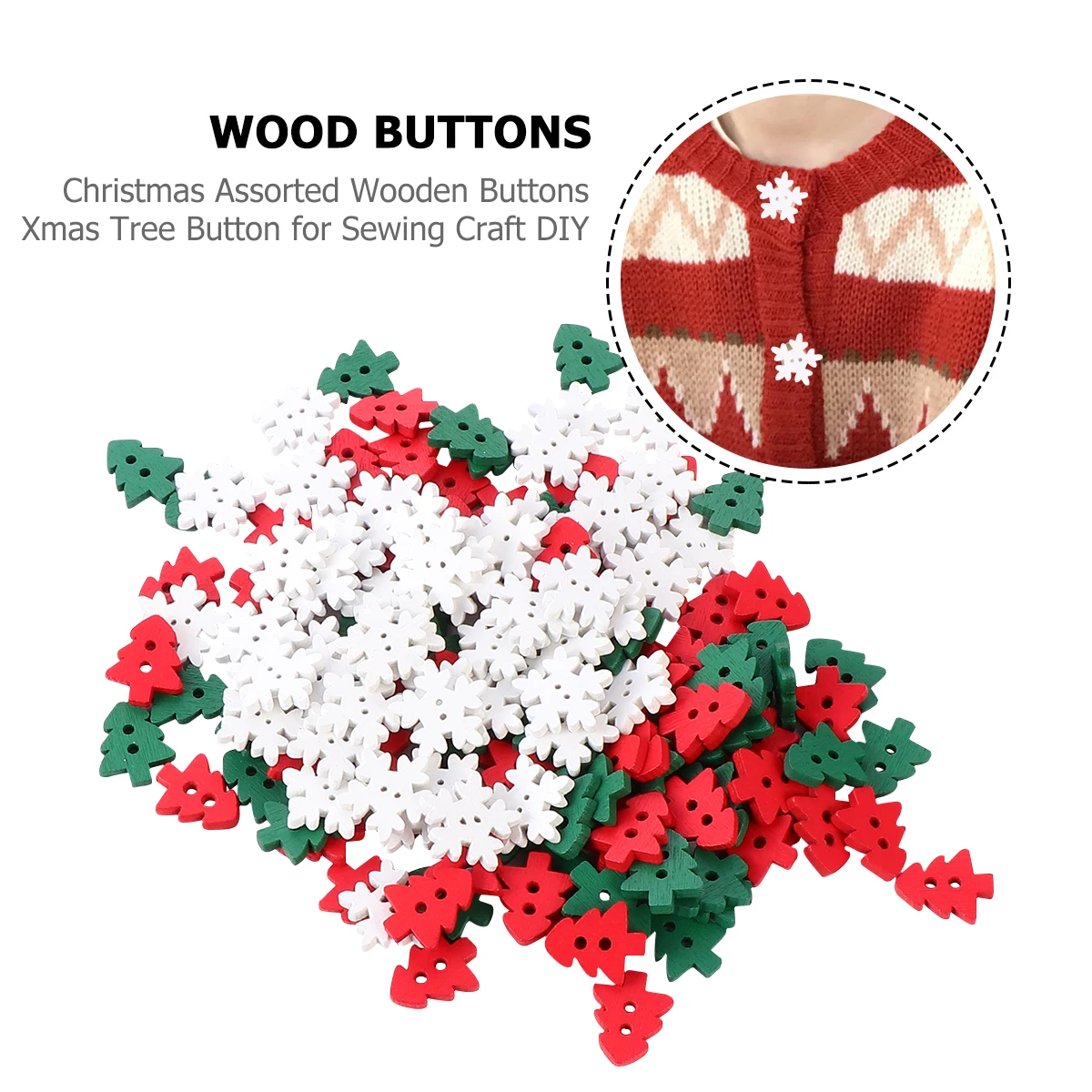 

150Pcs Xmas Tree Wooden Buttons Christmas Craft DIY Sewing Decoration for Bags Clothes Handmade Projects Buttons
