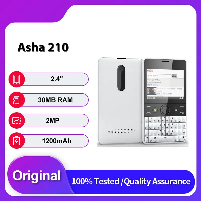 Оригинальная разблокированная клавиатура Asha 210 (2013 г.) с двойной SIM-картой QWERTY GSM 900/1800, русская, арабская, ивритская клавиатура, сделано в Финляндии