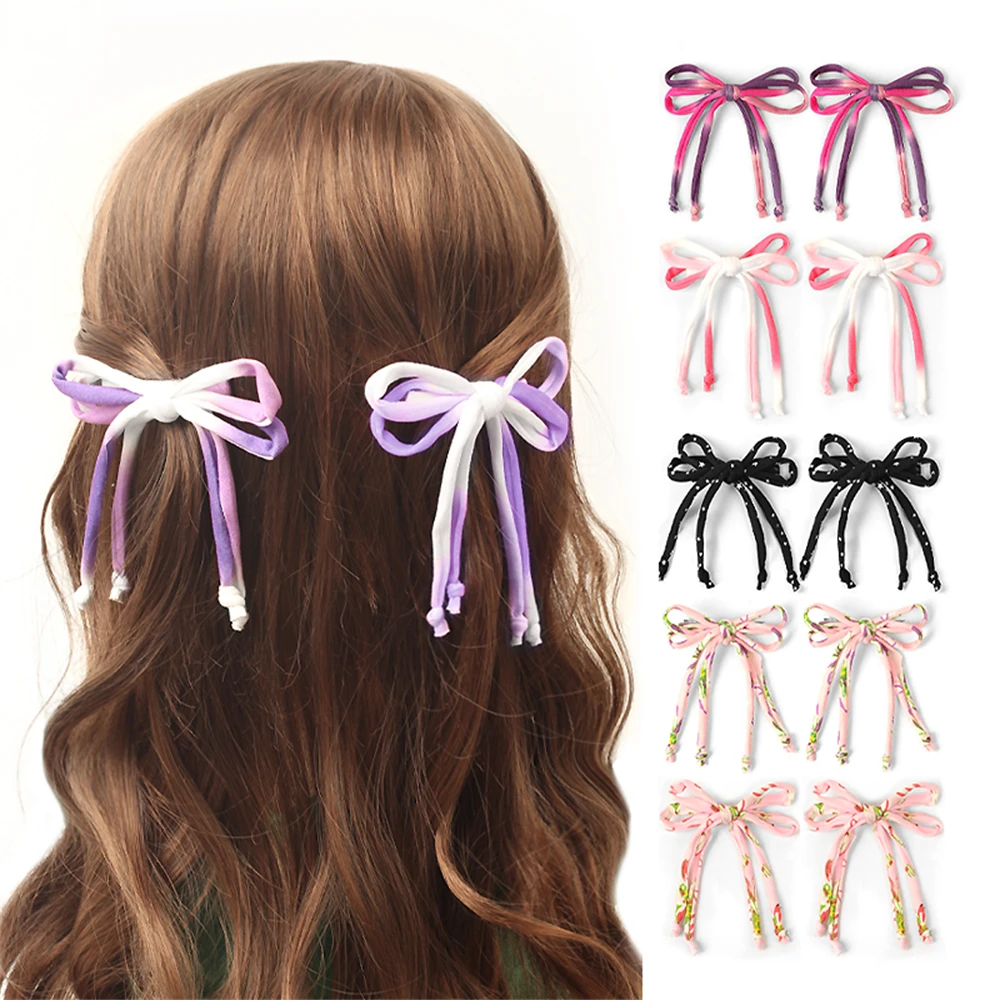 

Children Ribbon Bowknot Tassels Hairpin Hairband Cotton Cute Baby Band Colorful Babyclip Hair Accessories For Girls Headwear