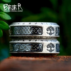 BEIER Width Fashion Viking Rune sequin Ring Simple Wedding Jewelry for man women Lover Gift Retro Style BR-R216