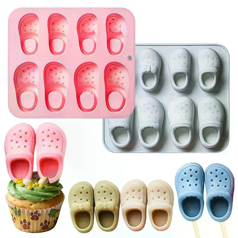 Silicone Cake Mold - แม่พิมพ์ซิลิโคนรูปรองเท้า 8 ช่อง สำหรับทำขนมฟองดองท์ ช็อกโกแลต ฟัดจ์