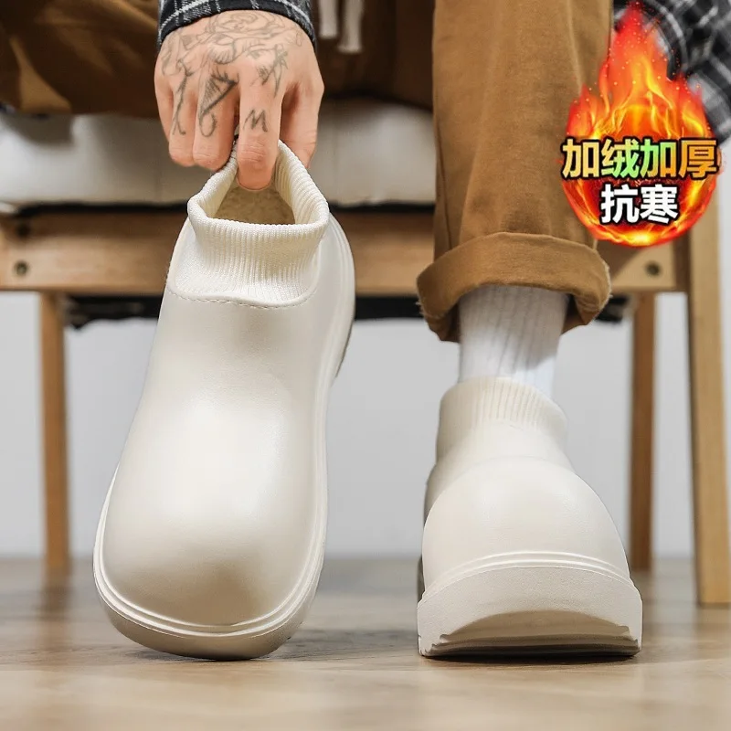 أحذية رياضية رجالية بنمط خارجي دافئ بالإضافة إلى أحذية قطنية مخملية مقاومة للماء ونعل سميك كاجوال أنبوب قصير مقاس كبير أحذية الثلوج #3