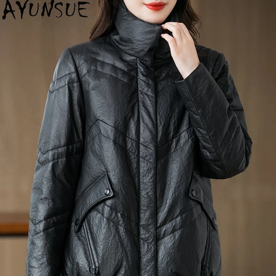 

AYUNSUE Sheepskin Genuine Leather Jacket for Woman Winter Clothes 2026 Fashion Down Coat Women Short Korean Casaco Feminino