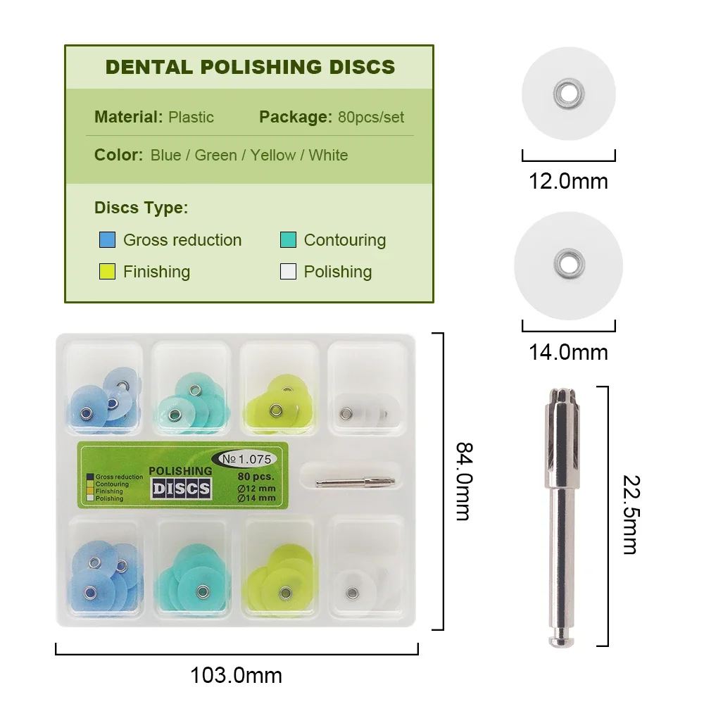 JINGT Dental Material Polishing Discs Set Coarse and Fine Grit for Polishing Composite Resins/Ceramics/Glass Ionomer (40/80Pcs)