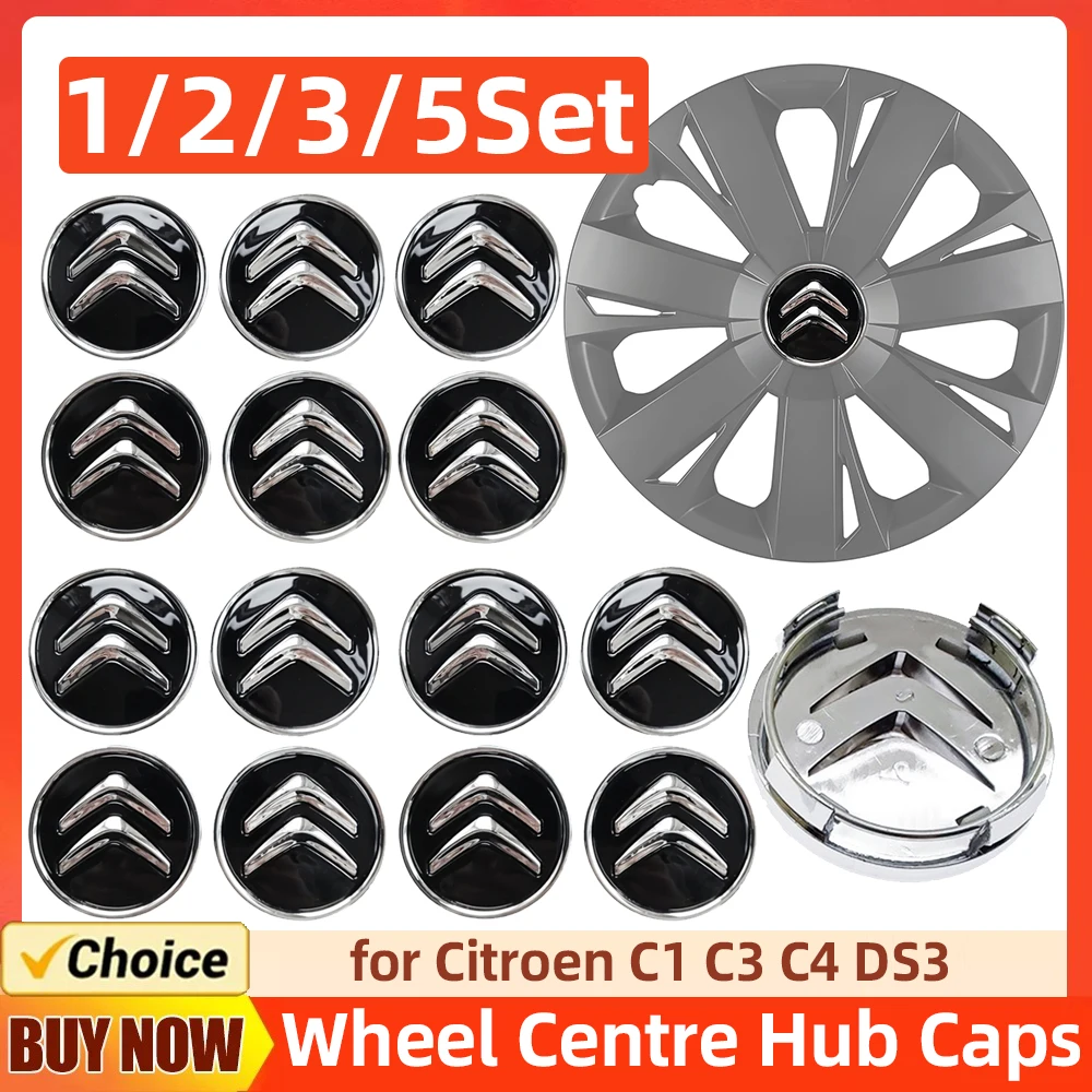 1/2/3/5Set Genuine Wheel Center Hub Cap Alloy 60MM Wheel Center Cap Replacement Black for Citroen Most Models