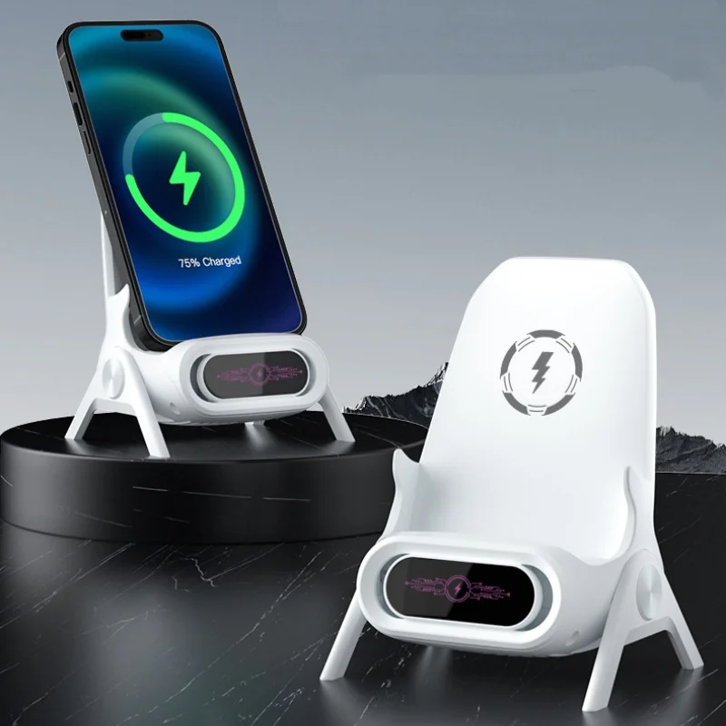 

Портативная мини-стул 15 Вт, беспроводная подставка для зарядного устройства, настольная сверхбыстрая зарядка с функцией динамика, универсальная подставка для мобильного телефона