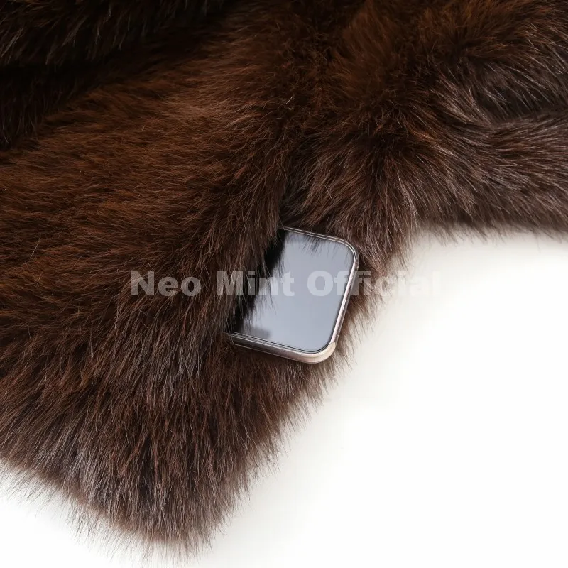 Neo Mint Winter 2025 Trendy Brown Obsession Cropped Shawl Collar Faux Fur Coat Women Jacket Chic Girls Brand Fox Fur Outerwear