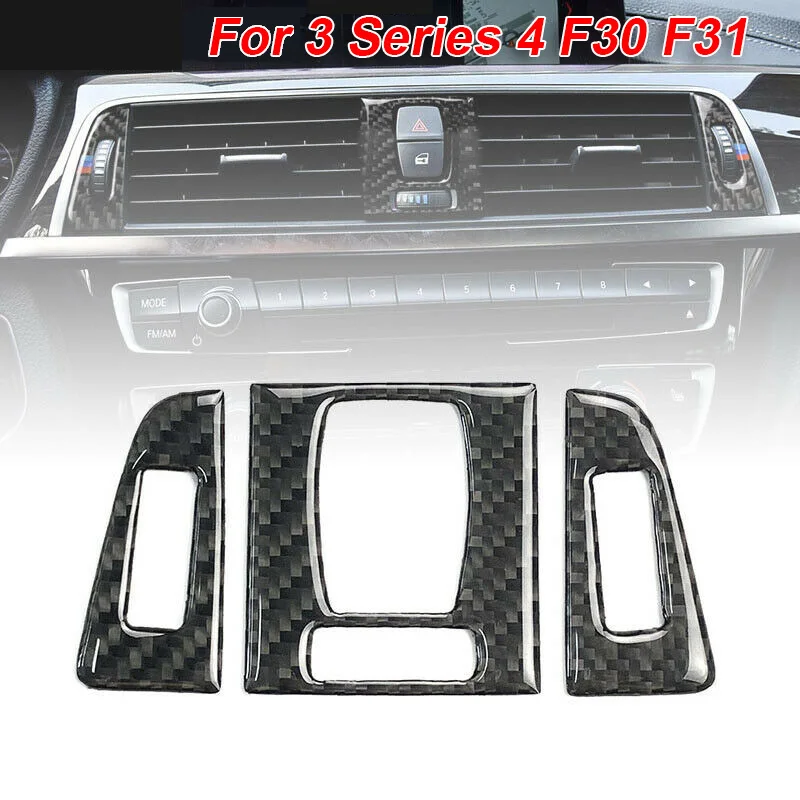 3Pcs Carbon Fiber Interior Air Conditioning Vent Outlet Trim Cover Sticker For-BMW F30 F32 F32 320I 428I 3 4 Series GT