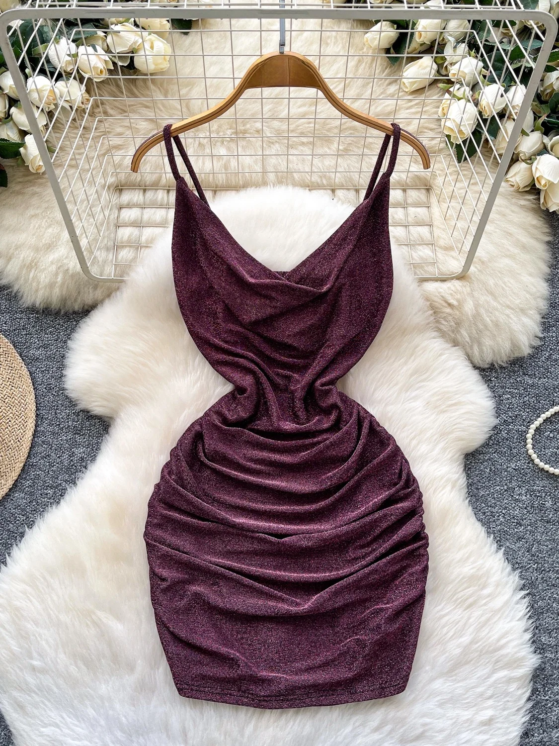 

Sexy Spicy Girl Strapl ter Dr Women's High Waist Pleated Slim Fit iny Me Skirt Ci Commute A-Line Dr