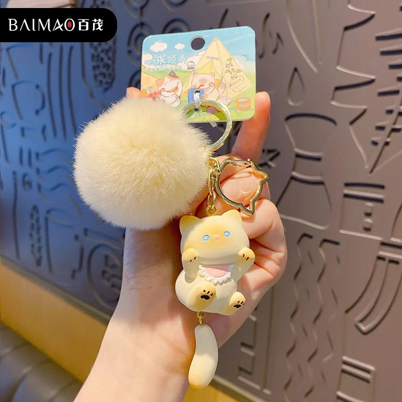 

Энергичный брелок с котом, милый плюшевый шарик, пушистый брелок Lucky Siamese/Calico Cat Kawaii, сумка, кулон, подарок