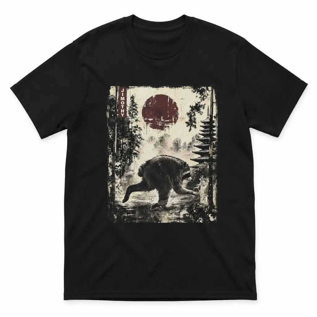 Kawaii Jimothy Seattle Raccoon Cute Japanese Ukiyo-e Men Retro T Shirt 100% Cotton Clothing Fun Short Sleeve Tee Gift T-Shirts
