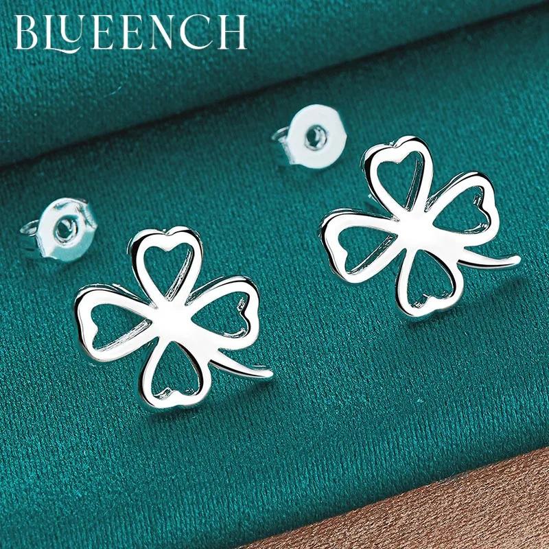 Blueench 925 Sterling Silver Simple Leaf Stud Earrings Earrings for Women Proposal Wedding Party Personality Fashion Jewelry