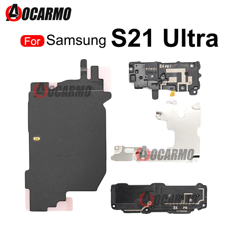 For Samsung Galaxy S21 Ultra S21U Motherboard Cover Loudspeaker Wireless Charging Coil Module Flex Cable With Metal Sheet