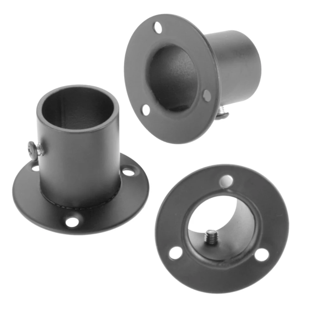 Flange Mounted Stainless Steel Bracket Pair For Wardrobe Hanging Rods Towel Bars And Utility Pole End Fixation Applications